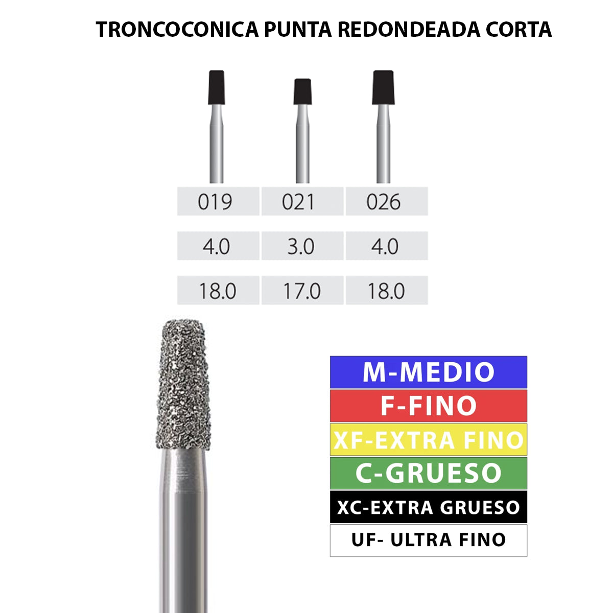 Fresa Diamante Troncocónica extremo redondo AV 845KR MDT