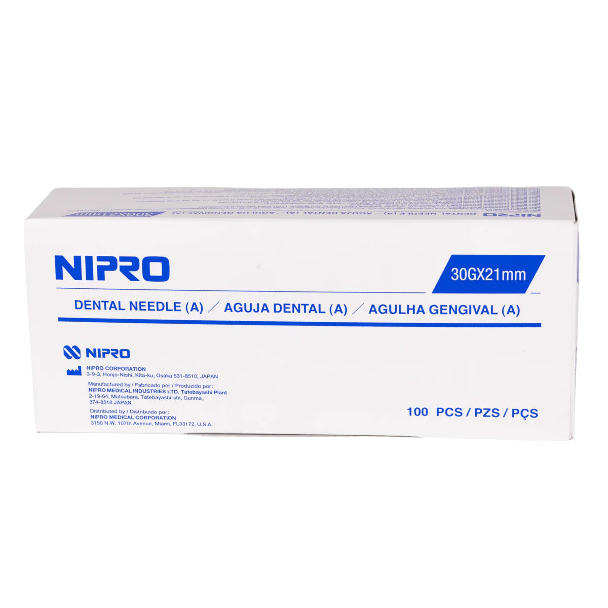 Aguja Dental 100 Unidades Agujas Cortas 30G Nipro