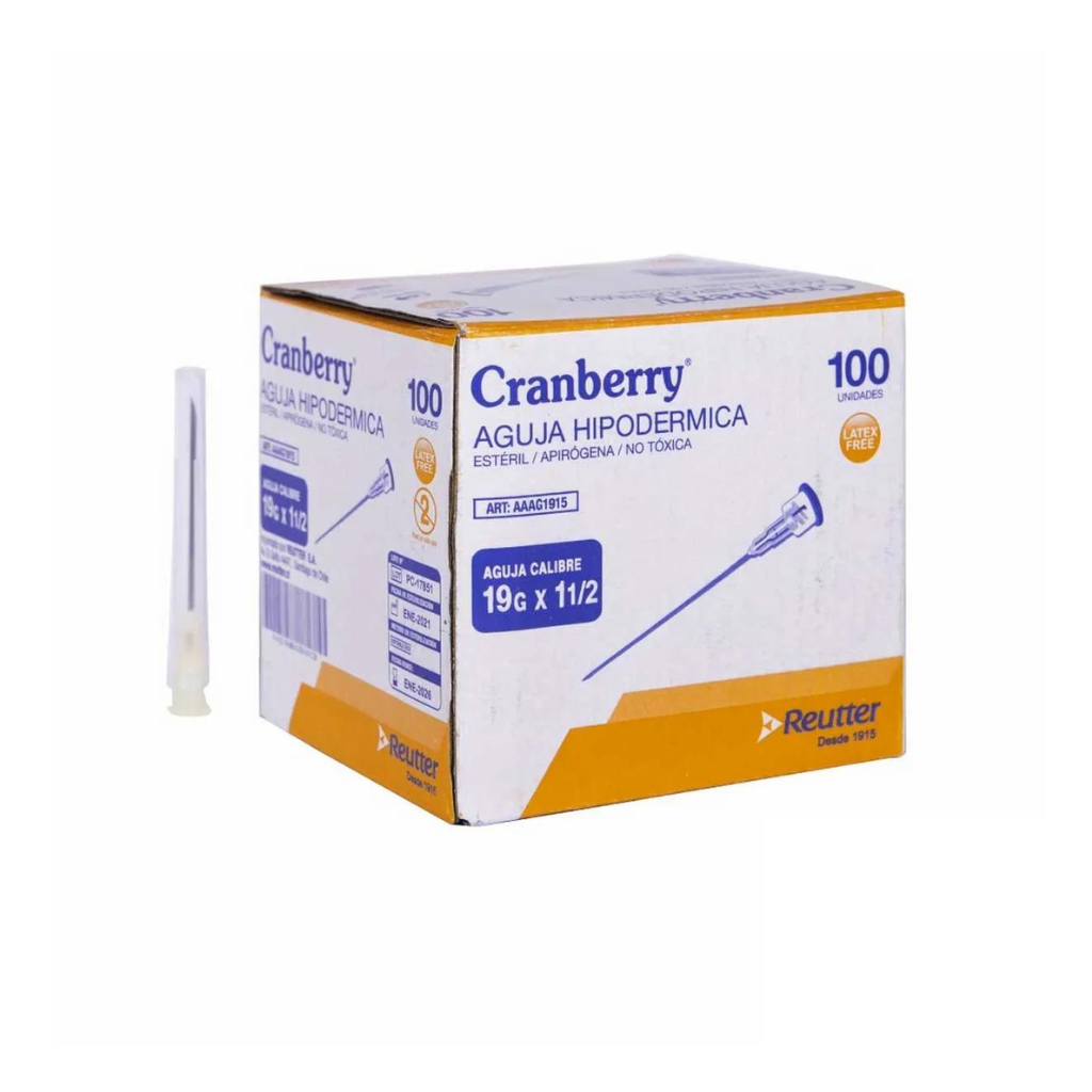 Aguja Hipoderica 100 unidades Cranberry