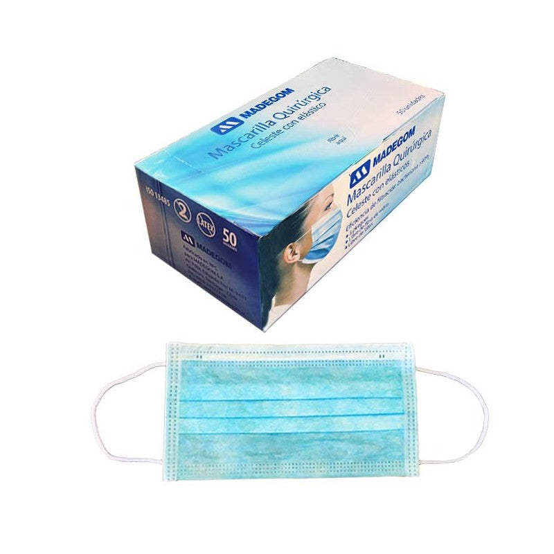 Mascarillas quirúrgica tres pliegues Madegom