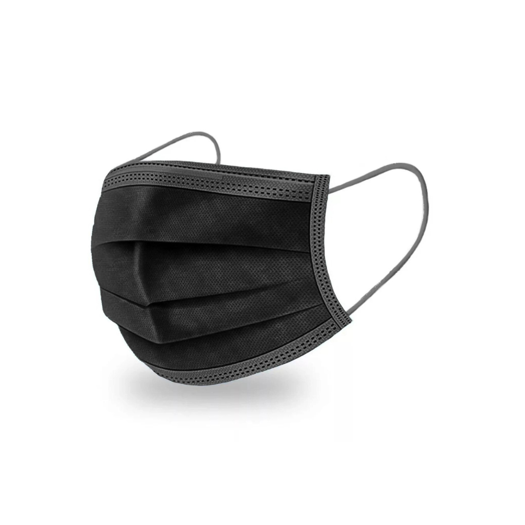 Mascarilla Negra de 3 pliegues con elástico Caja 50 unidades