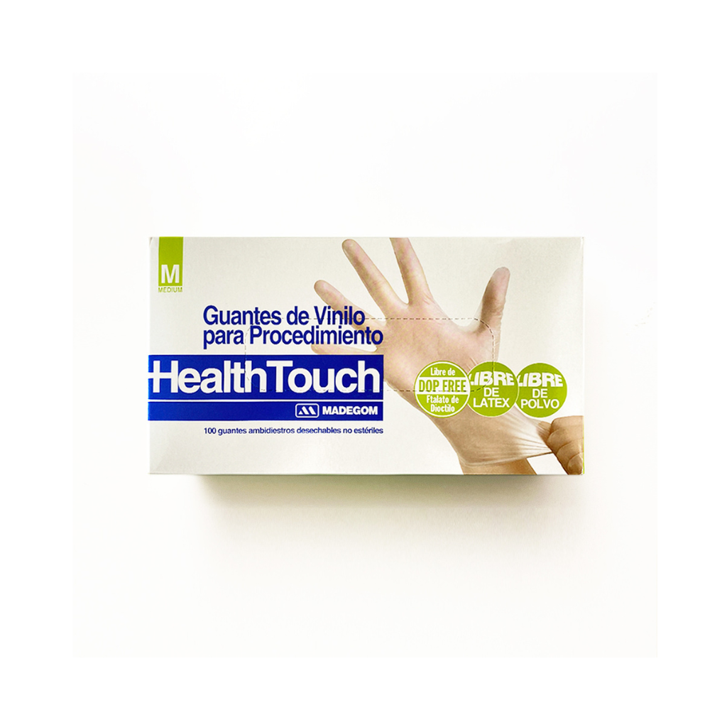 Guantes de vinilo 100 unidades sin polvo Health Touch