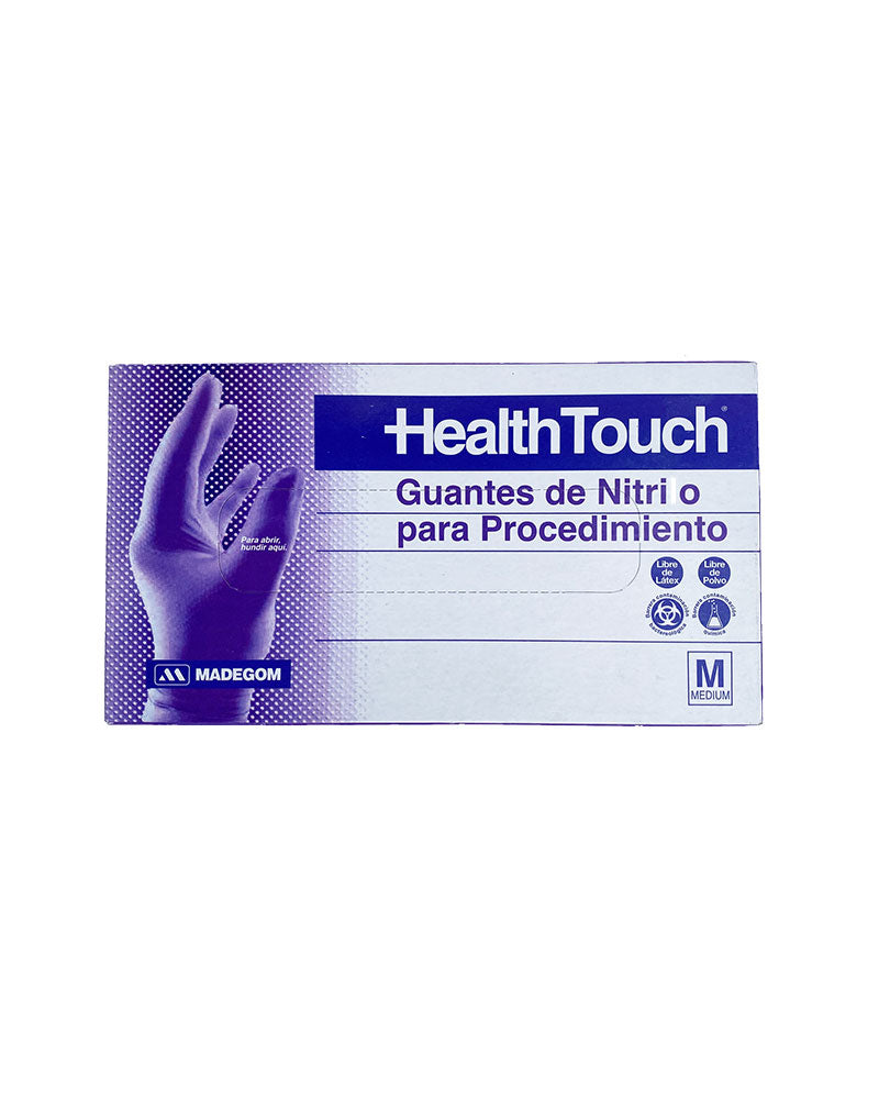 Guantes de Nitrilo Celeste 100 unidades Health Touch