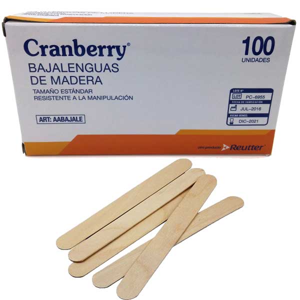 Cranberry Bajalenguas de madera x 100 unidades