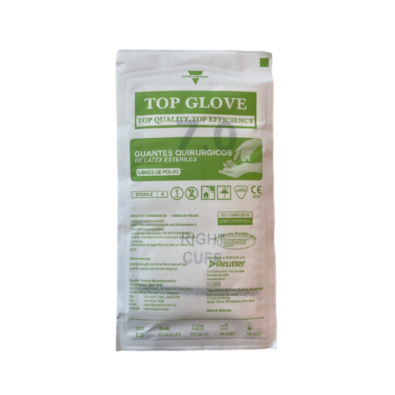 Guantes estériles libres de polvo 1 Par Top Glove