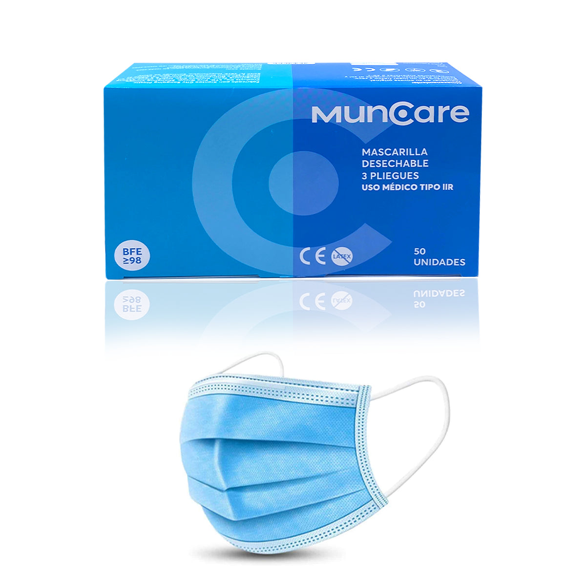 Mascarilla 3 Pliegues Celeste MunCare