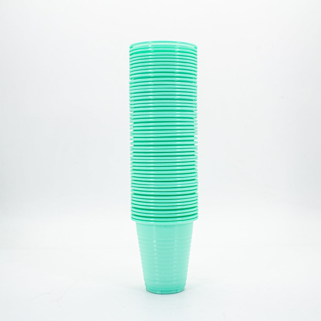 Vasos plásticos desechables 100 unidades Machtig Verde agua