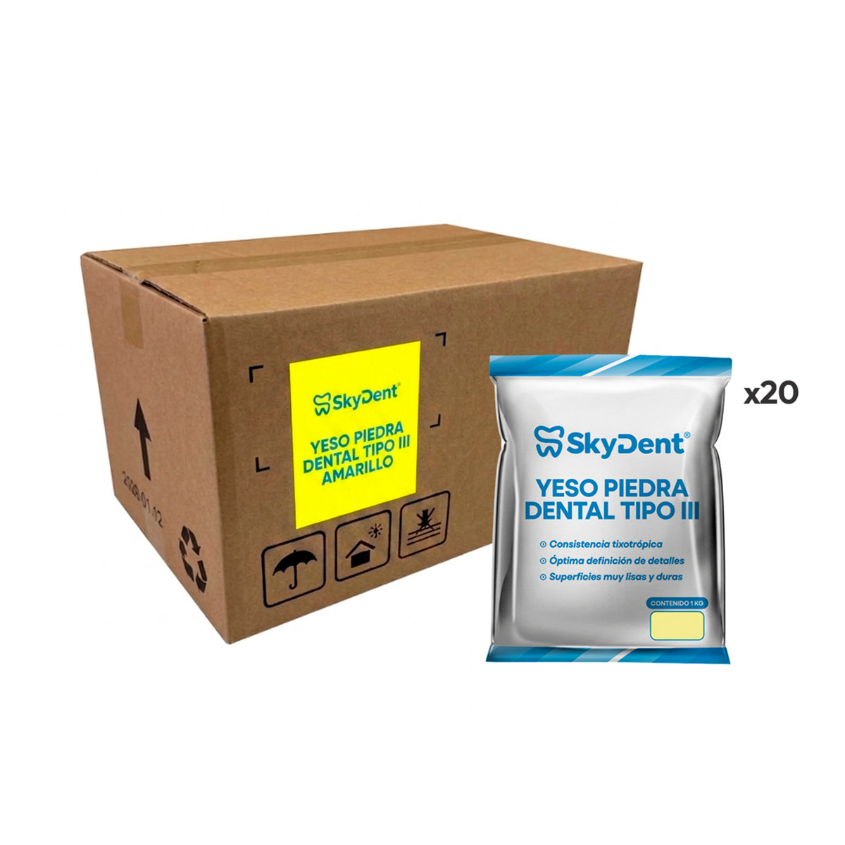 Embalaje Yeso Piedra Dental Tipo III Skydent 20kg