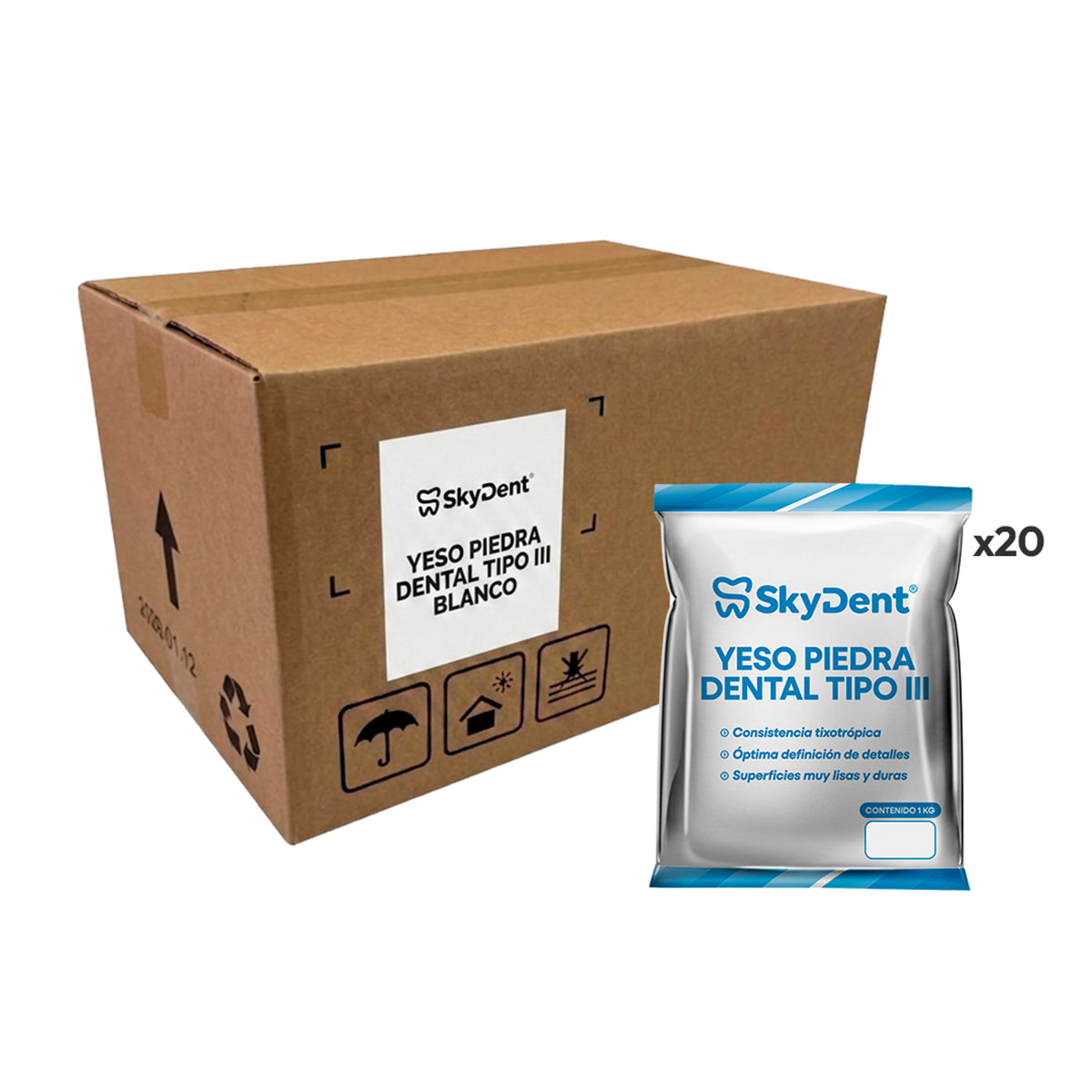Embalaje Yeso Piedra Dental Tipo III Skydent 20kg