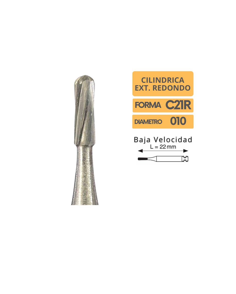 Fresa Carbide Cilíndrica Extremo Redondo C21R CA - Frank Dental