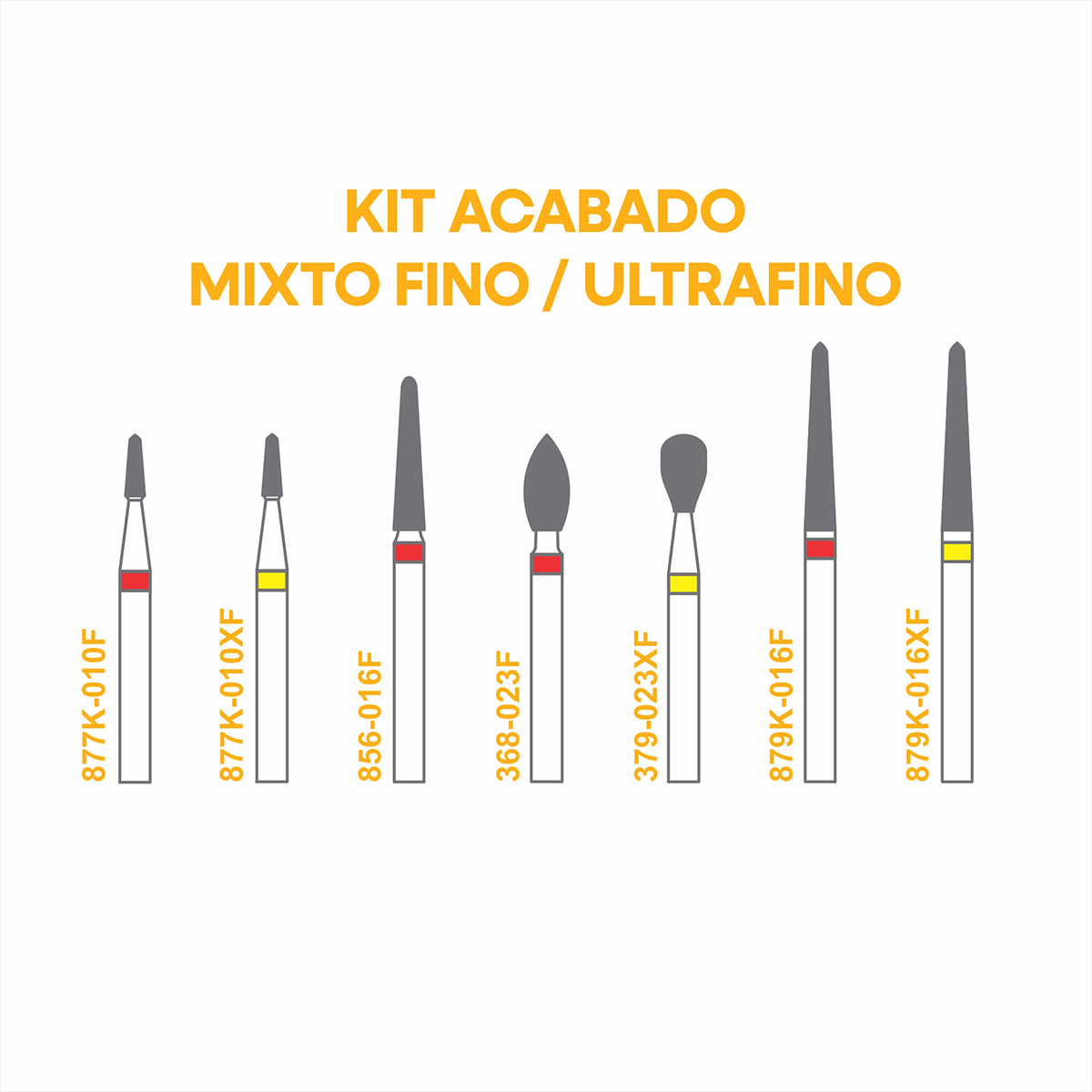Kit de Fresas Acabado Mixto Grano Fino y UltraFino Skydent