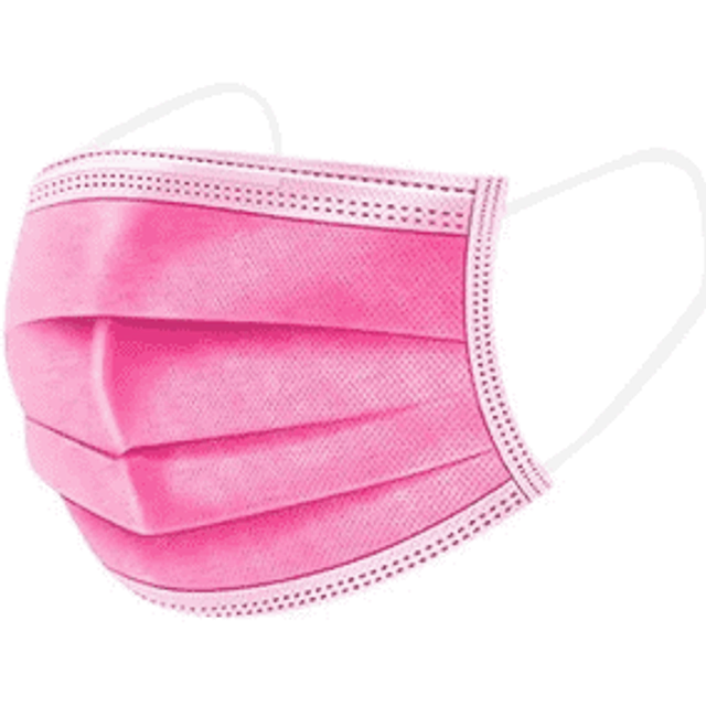 Mascarillas tres pliegues color rosado 50 unidades