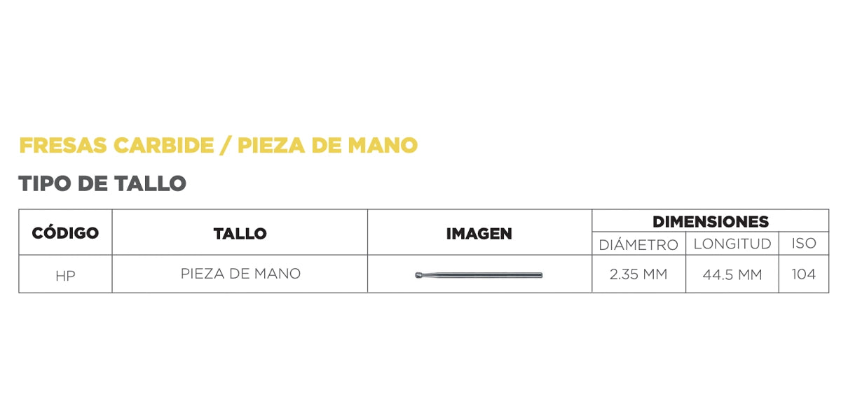 Fresa de Carbide Troncocónica para Pieza de Mano