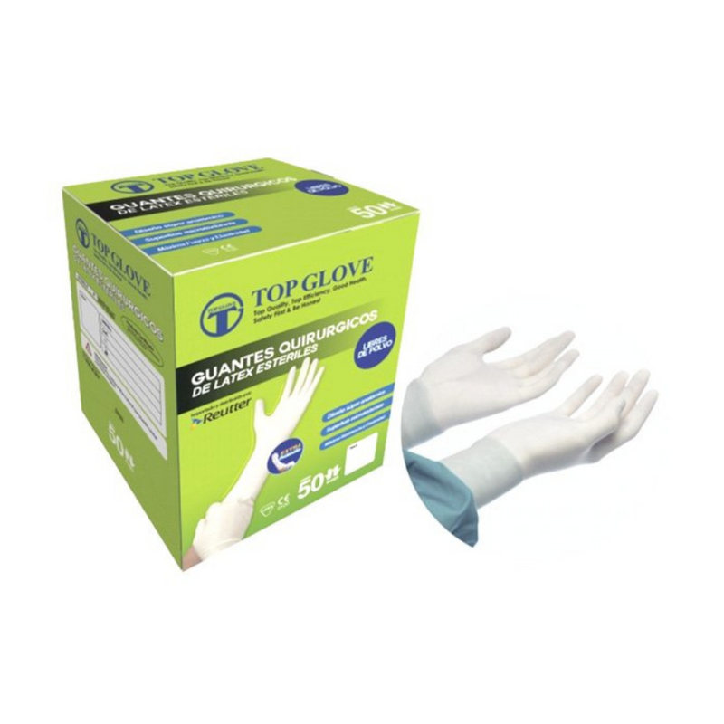 Guantes de látex estériles libres de polvo 50 unidades Top Glove