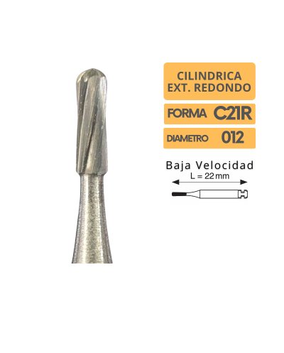 Fresa Carbide Cilíndrica Extremo Redondo C21R CA - Frank Dental